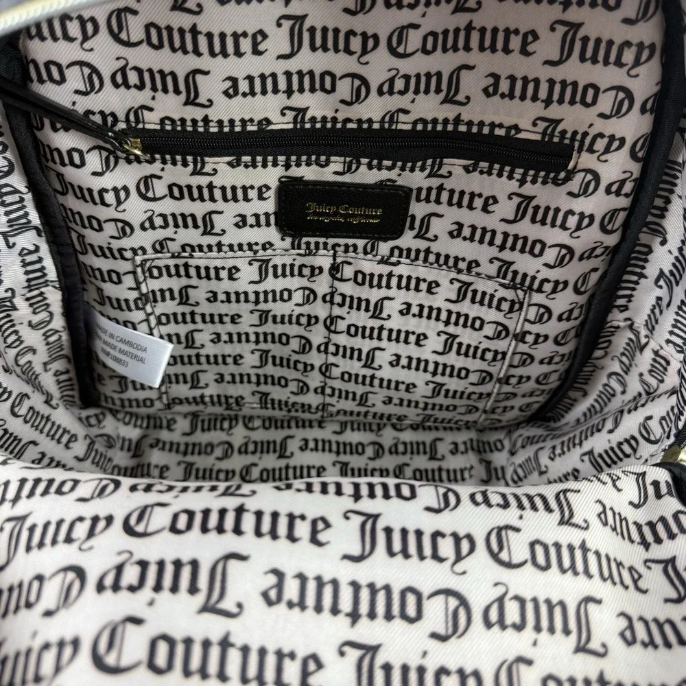 Juicy Couture Word Play Backpack Black Faux Leather Street Wear Chic Handbag New